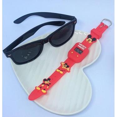 Imagem de Kit Relógio Infantil Digital Silicone Desenho Animado 3D Super Heróis 