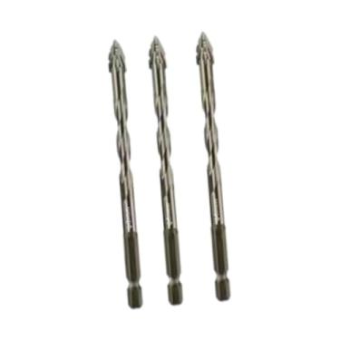 Imagem de Gralara 3Pcs Quatro Flauta Dente de Serra Excêntrico Brocas Hexágono Haste Multiuso Resistente Alta Dureza para Tijolo Vidro Concreto Telha, 8mm