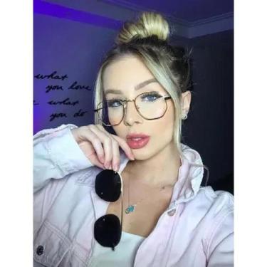 Imagem de Armação Óculos Grau Clipon Sol Feminino 2 Em 1 Hexagonal - Shark Óculo