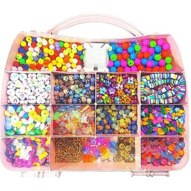 Imagem de Kit Maleta Miçangas Coloridas Montar Pulseiras 3.000pcs - Analu Aviame