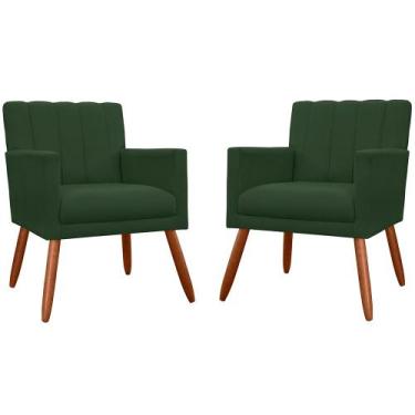 Imagem de Combo 02 Poltronas Decorativas Cecilia Pés Palito Suede Verde - DS Est
