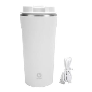 Imagem de Caneca de café Com Agitação Automática Copo de Mistura Automática de Aço Inoxidável Recarregável USB para Casa de Carro de Escritório (Branco)