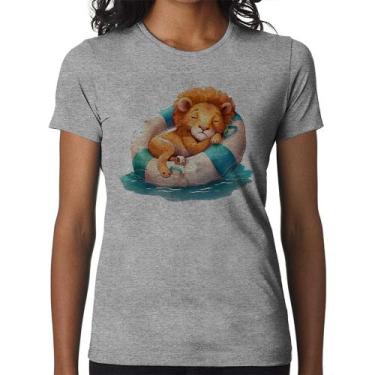 Imagem de Baby Look Leãozinho Relaxando Na Piscina - Foca na Moda, Cinza, GG