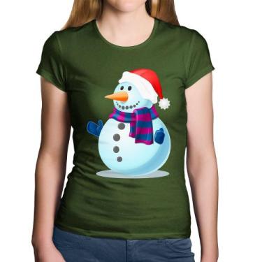 Imagem de Baby Look Algodão Boneco de neve - Foca na Moda, Musgo, P