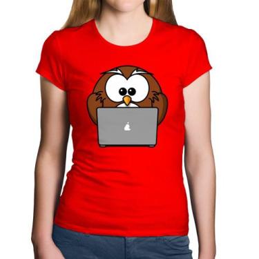 Imagem de Baby Look Algodão Coruja Internauta - Foca na Moda, Vermelho, M