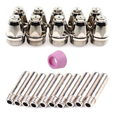 Imagem de Kit 10 Bicos 10 Eletrodos 1 Bocal Tocha De Corte Plasma Ag60 - Maqpoin