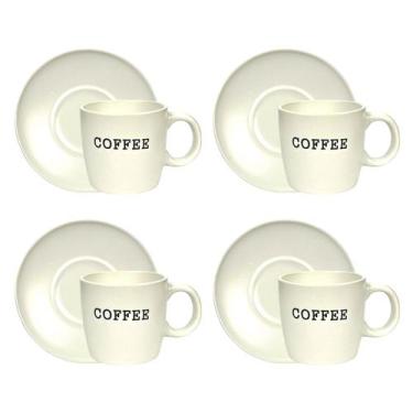 Imagem de Jogo 4 Xícaras Cremona Com Pires Em Cerâmica Chá Café 130ml - Haüskraf