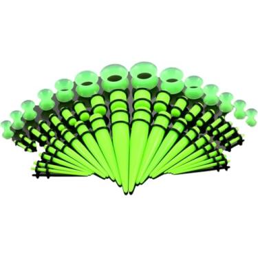 Imagem de Kit de 50 peças de alongamento de orelha 14G-00G, alargadores cônicos de acrílico e túneis de silicone, conjunto de expansores de orelha, joias para mulheres e homens, presentes de aniversário de