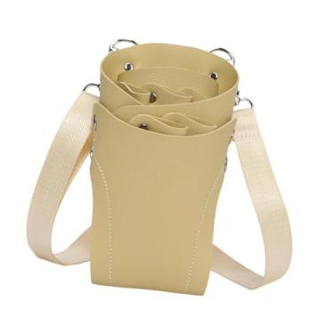 Imagem de harayaa Saco de ferramentas de cabeleireiro, bolsa de ferramentas de cabeleireiro, pente de salão de cintura de couro PU e suporte de tesoura para barbeiro, Amarelo