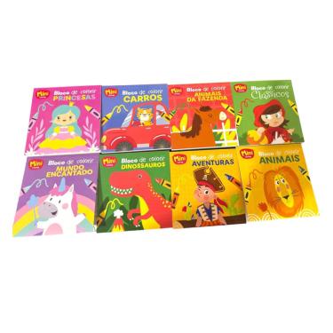 Imagem de Kit 16un Kit Mini Livros Bloco De Colorir infantil divertido