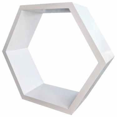 Imagem de Nicho Hexágonal Colméia Colorido em Mdf Laqueado para Parede - 21x24x12cm Cor:BRANCO;Tamanho:21X24X12 CM