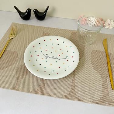 Imagem de Kit 10 Lugar Jogo Americano Retangular Mesa Posta Jantar Cozinha Sousplat Descanso De Prato Decorativo (Taças Marrom Claro)