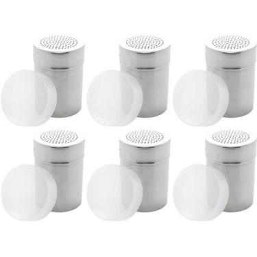 Imagem de Kit 6 Saleiros Lyor Inox com Dosador Tampa Plástica Porta Sal para Res