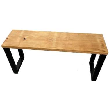 Imagem de Banco Industrial Rústico Acento De Madeira Maciça e Estrutura Aço 100c