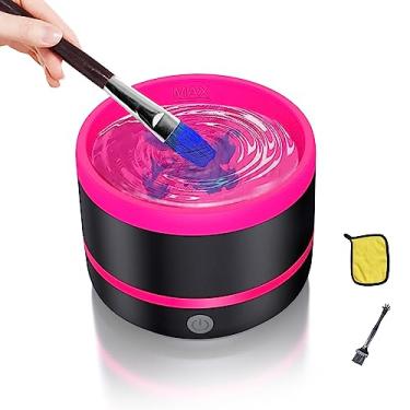 Imagem de YAGHVEO® Limpador de pincéis de tinta, copo de enxágue elétrico, enxaguador de pincéis para pintura, lavador de limpeza de pincéis artísticos para acrílico, aquarela, óleo, pintura guache