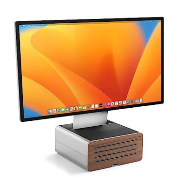 Imagem de Twelve South HiRise Pro para iMac/Displays/Monitores | Suporte com altura ajustável com armazenamento, frente reversível + couro embutido (prata)