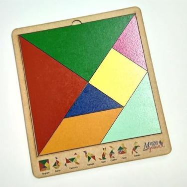 Imagem de Brinquedo Educativo Tabuleiro 20x18 Tangram Madeira Cru