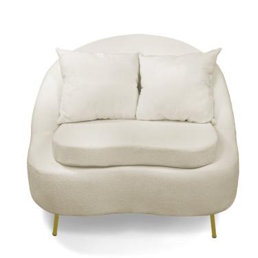 Imagem de Poltrona Decorativa Orgânica Pé Ferro Dou Zaya Bouclê C05 Bege