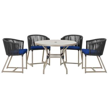 Imagem de Mesa com 4 Cadeiras de Jantar Roma 100cm e Noronha em Aluminío 