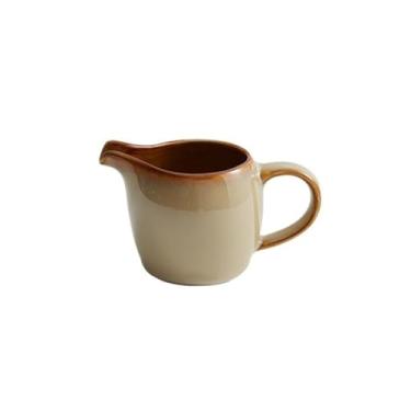 Imagem de Molheira Pequena molheira de cerâmica para leite com alça, jarra de cerâmica chinesa para leite, mini pote de temperos, 2,7 oz Jarra de Molheira(Beige)