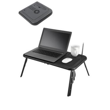 Imagem de Mesa Portátil Notebook Com Ventilador Usb Ajuste De Altura Inclinação 
