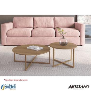 Imagem de Mesa de centro redonda 50cm 27857 várias cores - artesano, Dourado