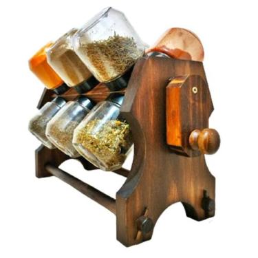 Imagem de Art e Lar Artesanatos Kit Porta Temperos 12 Potes Manivela - Art  Lar 