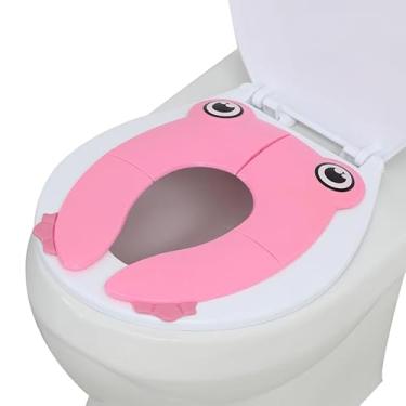Imagem de PandaEar Capa de vaso sanitário | Assento sanitário dobrável para crianças e treinamento de penico | Assento sanitário de silicone portátil para crianças, meninos e meninas com almofadas de silicone