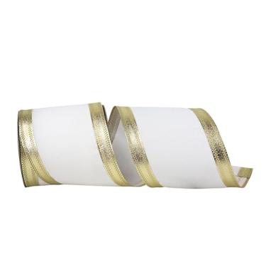 Imagem de Reliant Ribbon Fita de borda com fio Velvet Dynasty, branco/dourado