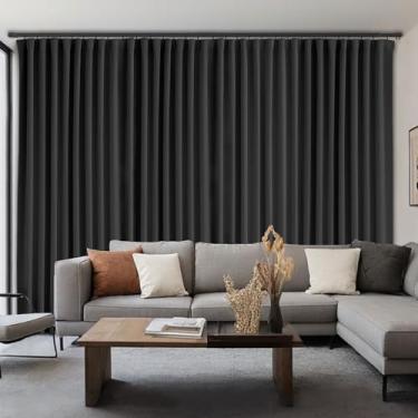 Imagem de ABBRIGE Cortinas de cinema em casa à prova de som para sistema de pista ou haste com ganchos - Cortina do chão ao teto para montagem de teto na parede - Cortinas divisórias de quarto de privacidade, 1