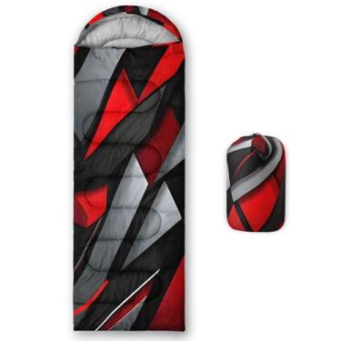 Imagem de Smell Sunshine Saco de dormir infantil para meninos e meninas, estampa geométrica vermelha 3D, leve, quente, portátil, uso interno, impermeável, resistente ao clima frio, saco de dormir para