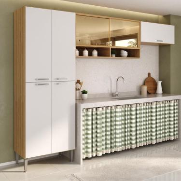 Imagem de Armário Cozinha Modulada Compacta com Vidros 270cm 3 Peças Paris Multimóveis MP2297