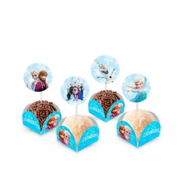 Imagem de Kit 80 Forminhas para doces com Toppers Decorativos Frozen Aniversário