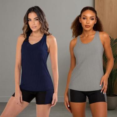 Imagem de Kit 2 Regata Dry Fit Feminina Academia Manga Curta Fitness - Blanco St