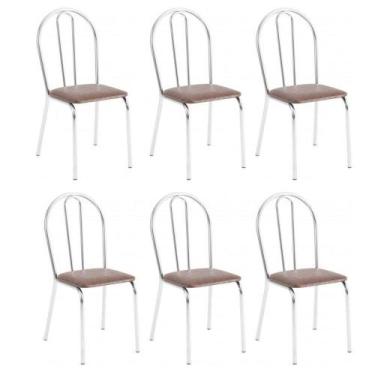 Imagem de Kit 6 Cadeiras Lisboa Cromada Para Cozinha Ou área Gourmet-assento Sin