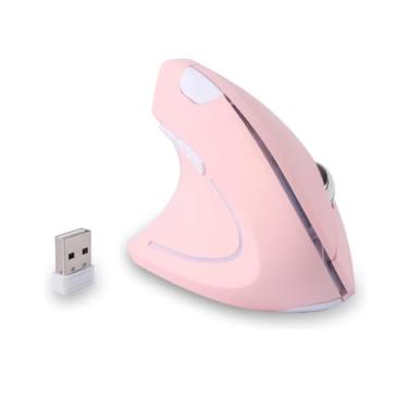 Imagem de Mouse sem fio canhoto, mouse vertical ergonômico de alta precisão 800/1000/1600 6 botões mouse sem fio para laptop, PC, desktop, notebook, especialmente para canhotos (rosa)