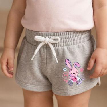 Imagem de Short Moletinho Infantil Estampado Feminino Coelho Street Colorido Del