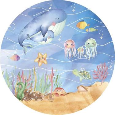Imagem de Painel Redondo Capas Tema Fundo Do Mar Aquarela Pastéis - Use Thuco, F