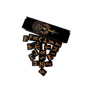 Imagem de Conjunto de runas Viking, caixa de presente Talisman, 3x2,5 cm, MDF - 