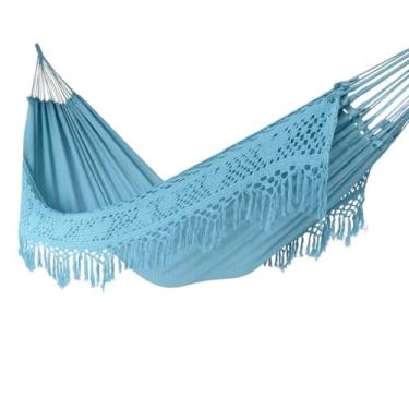 Imagem de Rede de Dormir Luxuosa para Casal - Rede de Descanso Premium para Lazer e Conforto(AZUL BB PREMIUM)