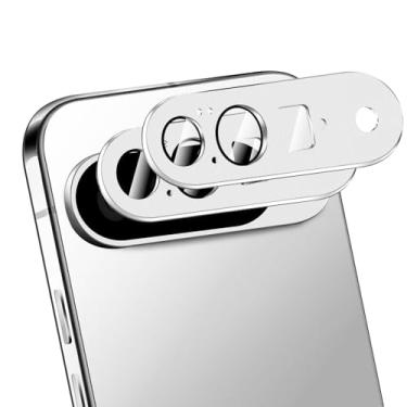 Imagem de NECARSIN Pacote com 2 para protetor de lente de câmera Google Pixel 10, capa de câmera de vidro temperado de metal premium, alta definição antiarranhões (prata)