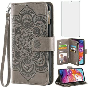 Imagem de Asuwish Capa carteira compatível com Samsung Galaxy A70 e protetor de tela de vidro temperado flor flip porta-cartão suporte acessórios de celular capa de telefone para Glaxay A70S A 70 Gaxaly 70A S70