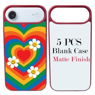 Imagem de JUSTRY 5 peças de capa de telefone em branco sublimação capas compatíveis com iPhone Air, fácil de sublimar DIY 2 em 1 capa 2D de borracha macia para impressão + inserção fosca atacado pacote