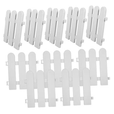 Imagem de Cerca de plástico branco para decoração de jardim e pátio, design de paisagem em miniatura de cerca de simulação resistente, para guarda de gramado e vegetação de férias, pacote com 10 peças