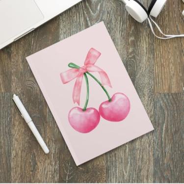 Imagem de Caderno de caderno rosa de cereja com laço macio, caderno para anotações, agenda, agenda, diário de viagem