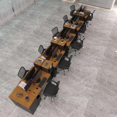 Imagem de Estação De Trabalho 10 Lugares Office Tech 10 Mesas 8 Armári - Preto E Cedro Preto E Cedro