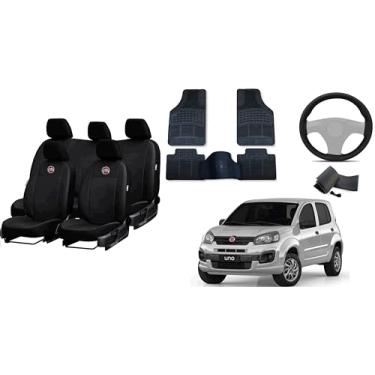 Imagem de Capa de couro + Tapete 5 peças + Capa de volante para Fiat uno 12-18