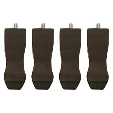 Imagem de Kit 04 Pés Pardal Tabaco 10cm Com Rosca Metal Para Móveis D10 - D'ross