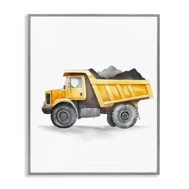 Imagem de Stupell Industries Working Trucks Dump Vehicle Arte giclée emoldurada preta, design por Christine Simpson Art, 76 x 61 cm