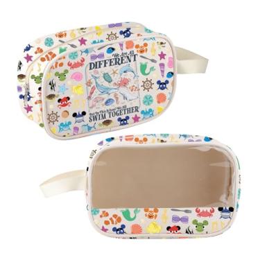 Imagem de CMNIM Bolsa de maquiagem transparente inspirada em filmes de desenhos animados, presente para amantes de personagens de desenho animado, somos todos diferentes, nadar juntos, animal, oceano, presente